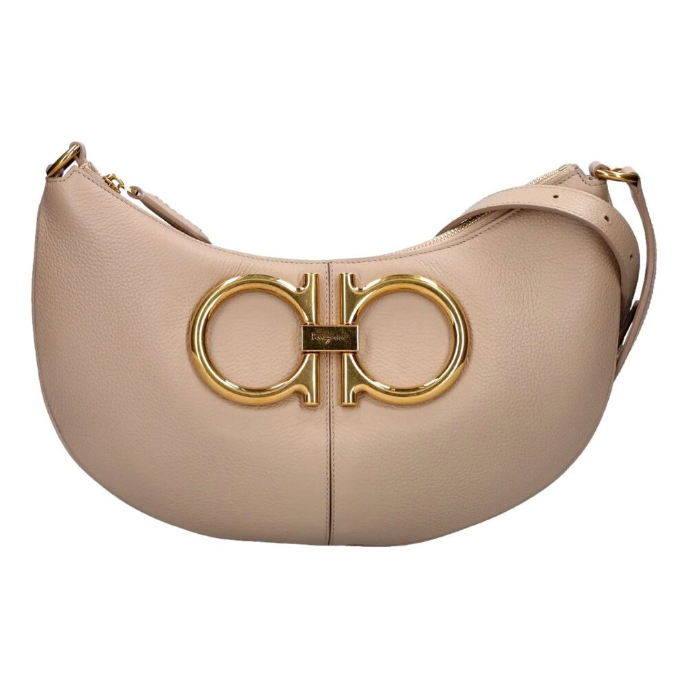 Beige Calfskin Daino Maxi Hobo Shoulder Bag - Picture 2 of 4